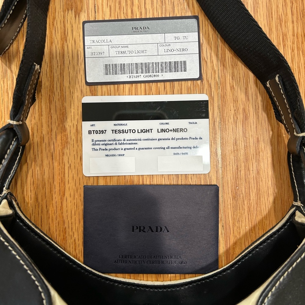 Prada Beige and Black Shoulder Bag - Picture 2 of 12